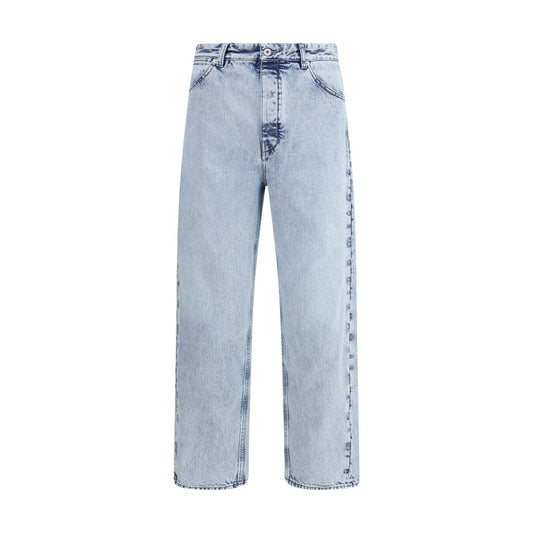 Light Blue Cotton Straight-Leg Jeans