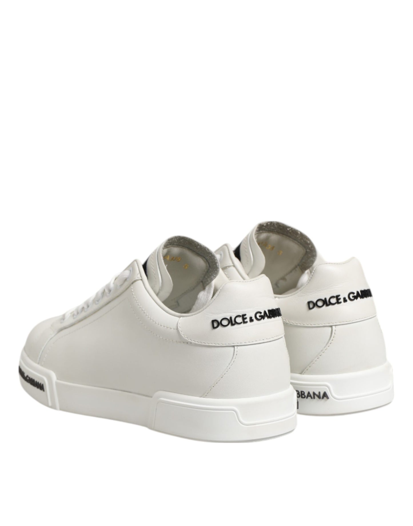 Black White Leather Portofino Sneaker Shoes