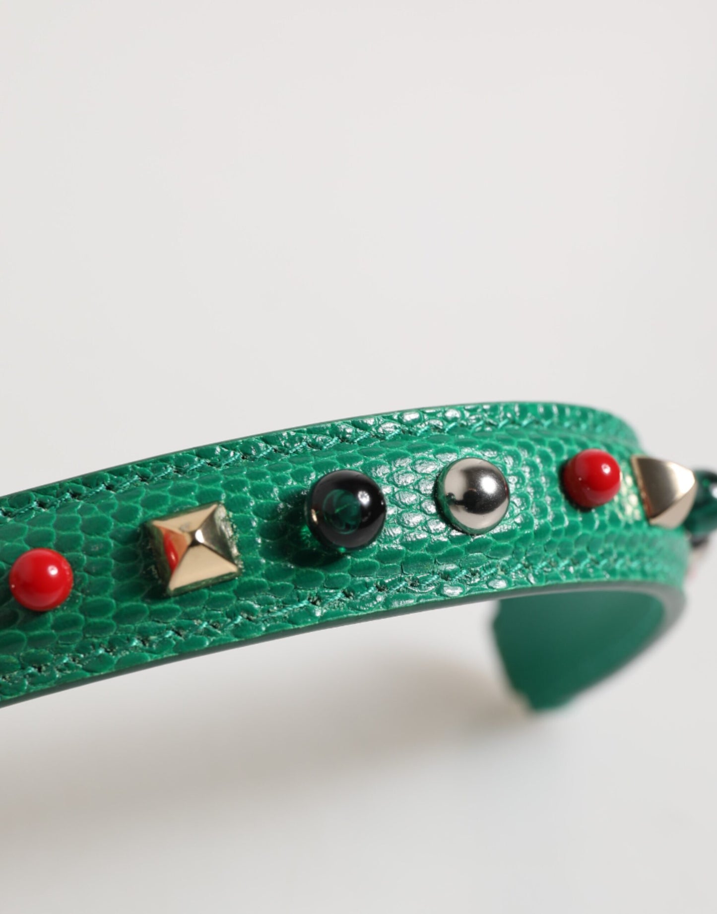 Green Embellished Leather Bag Handle Women Shoulder Strap