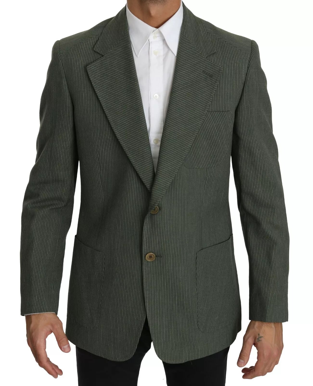Green Linen Blazer One Piece Single Breasted Jacket