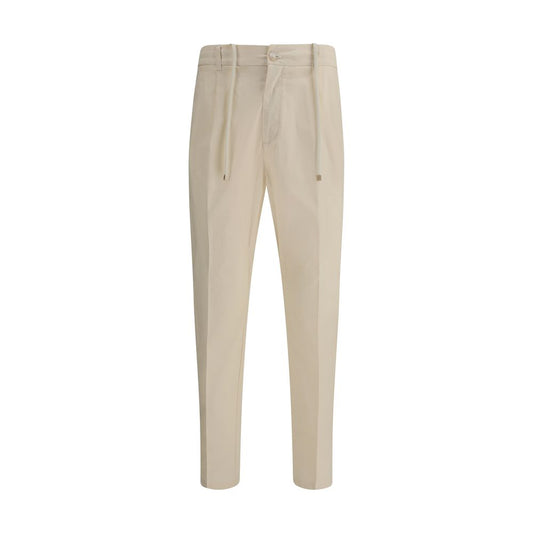 Beige Cotton Casual Pants