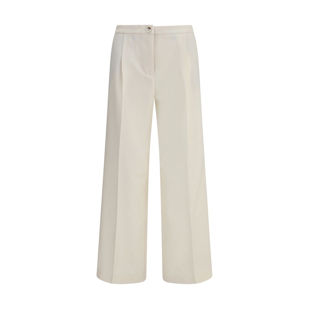 Cream Polyester Casual Pants