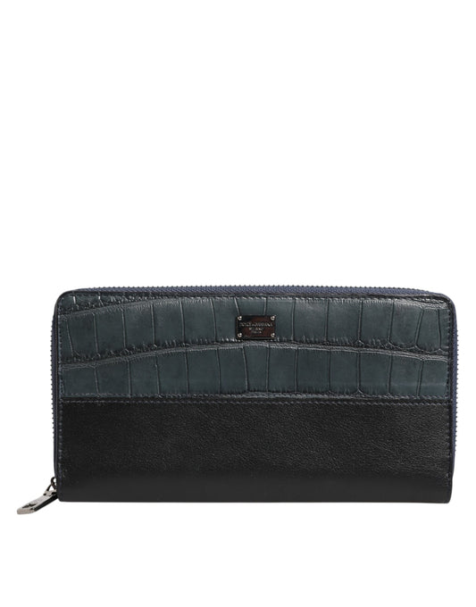 Black Blue Exotic Leather Men Continental Clutch Wallet