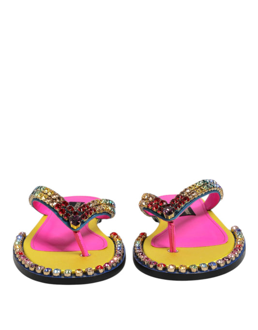 Multicolor Rhinestone Flip Flop Flat Sandals Shoes