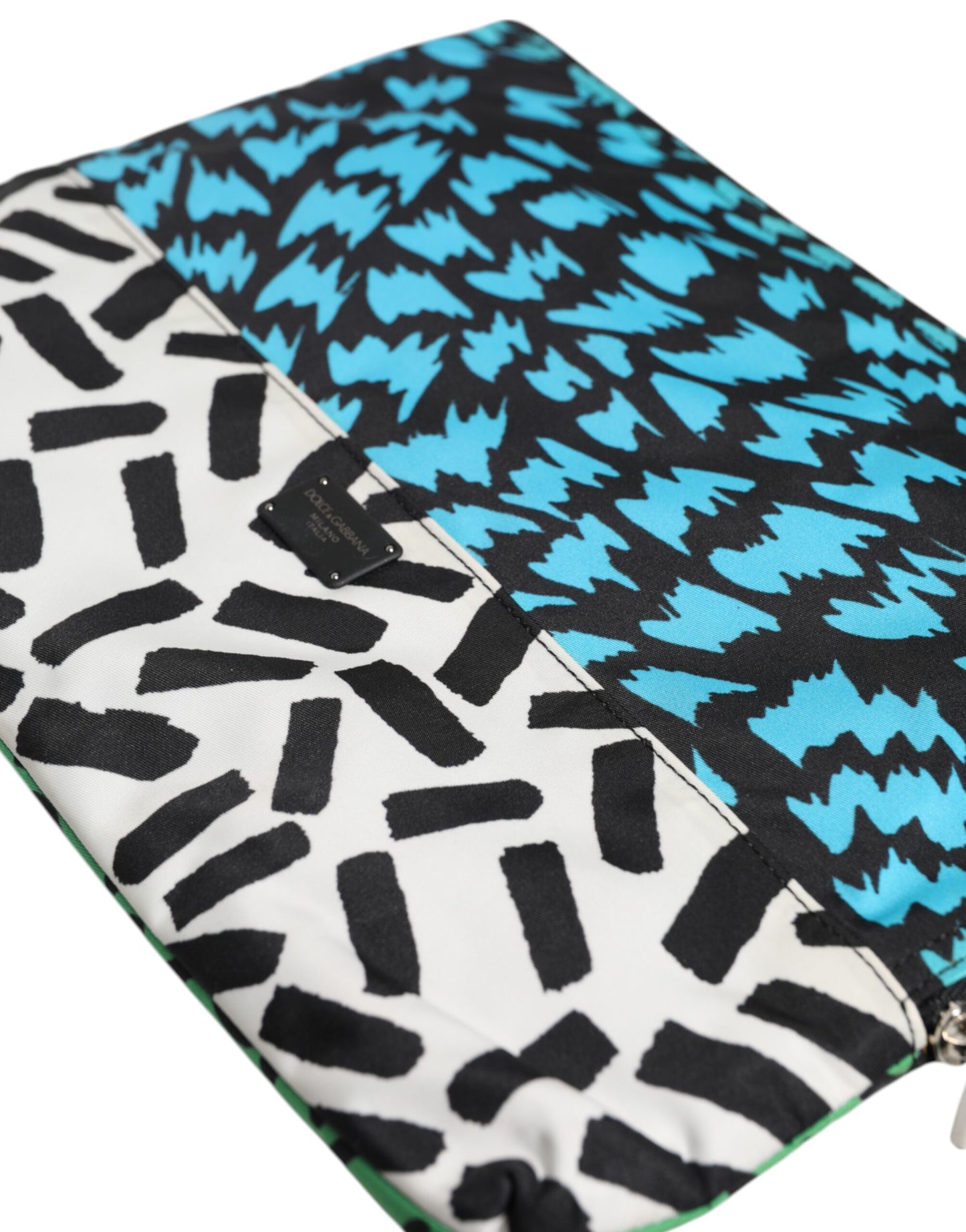 Multicolor Printed Nylon Logo Plaque Men Clutch Pouch Bag