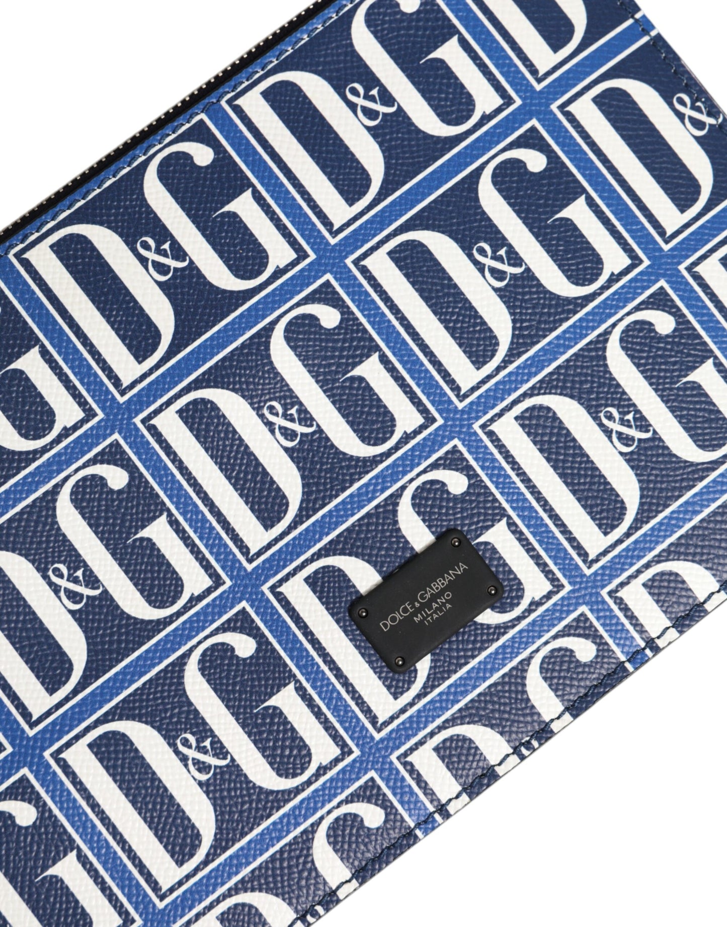 Blue White Leather D&G Logo Plaque Crossbody Borse Bag