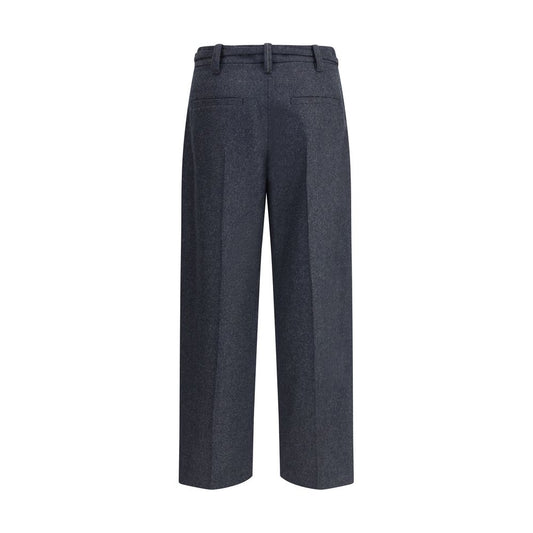 Gray Fleece Wool Casual Pants