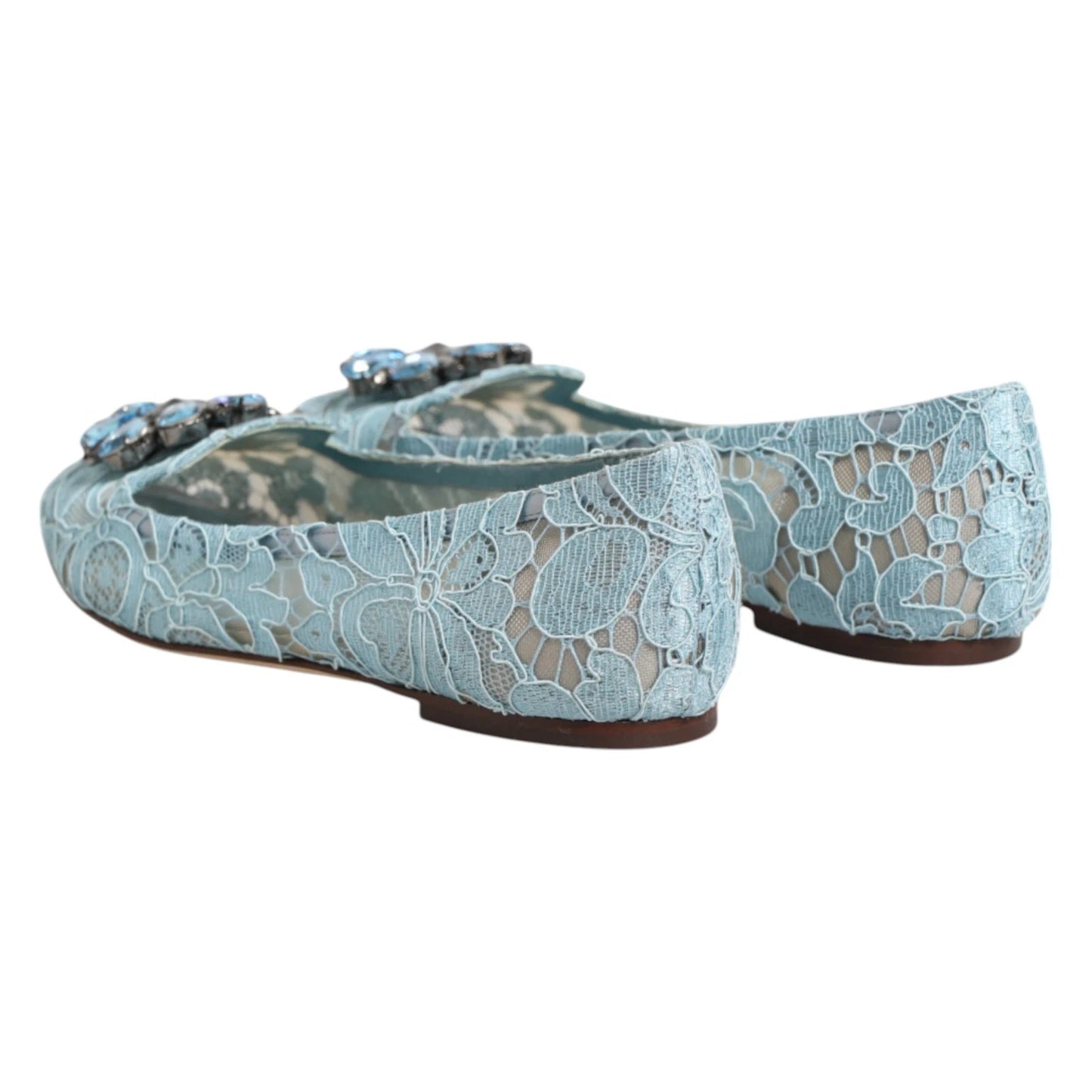 Blue Lace Crystal Ballet Flats Loafers Shoes