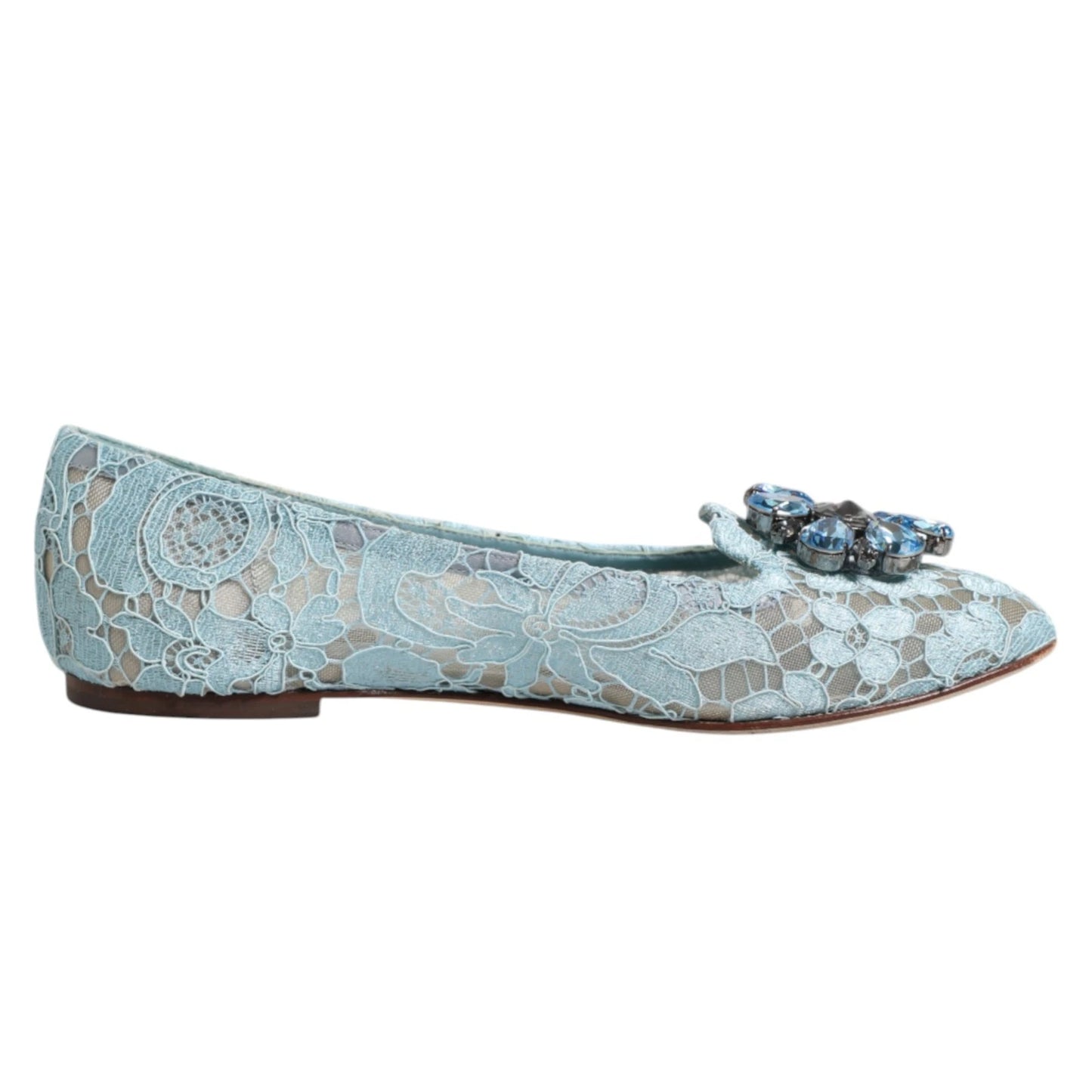 Blue Lace Crystal Ballet Flats Loafers Shoes