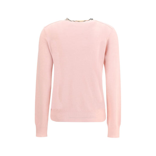 Check collar wool Cardigan