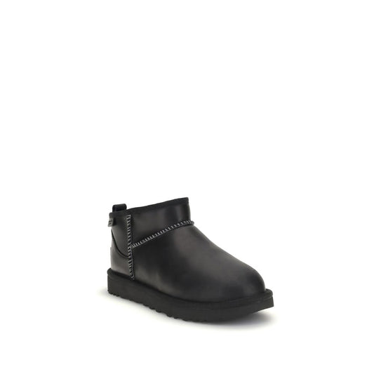 Black Recycled Leather Ankle Boots