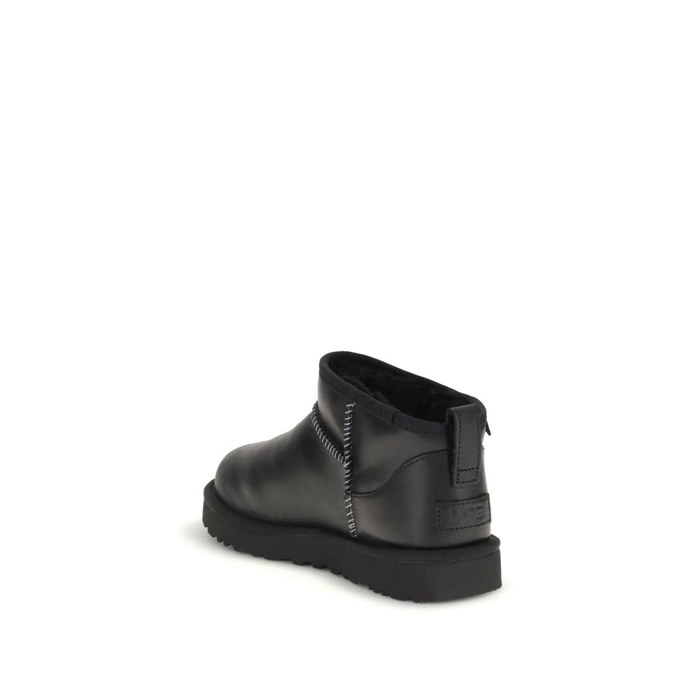 Black Recycled Leather Ankle Boots