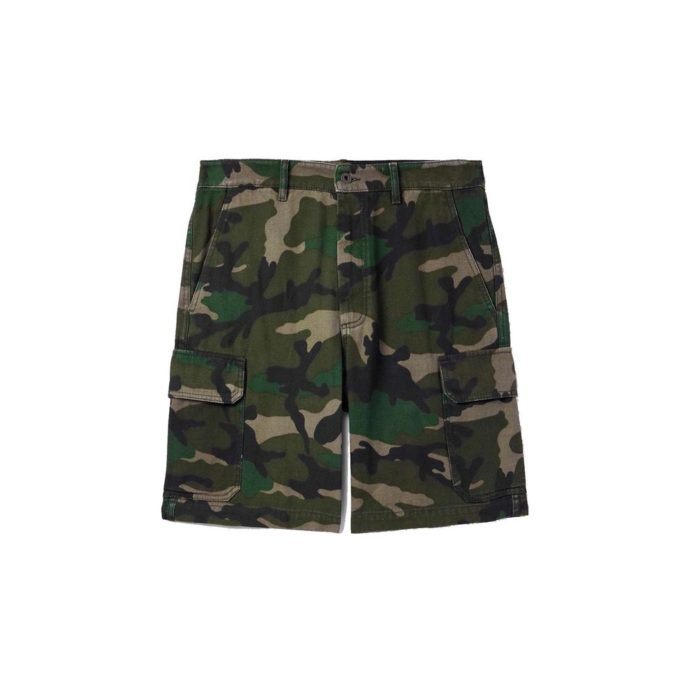 Green Cotton Cargo Shorts