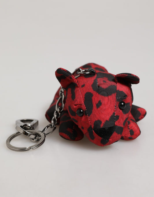 Red Black Polyester Animal Silhouette Keychain Keyring