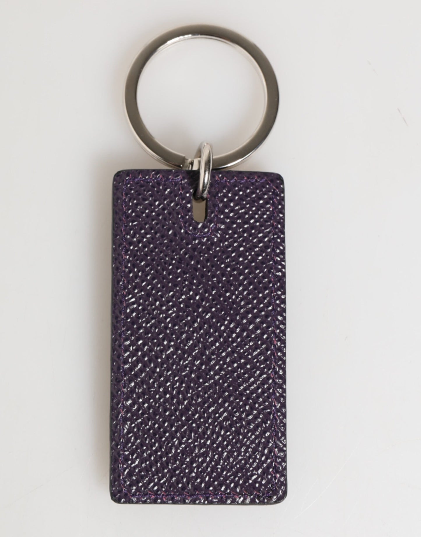 Violet Leather Logo Metal Ring Men Keychain Keyring