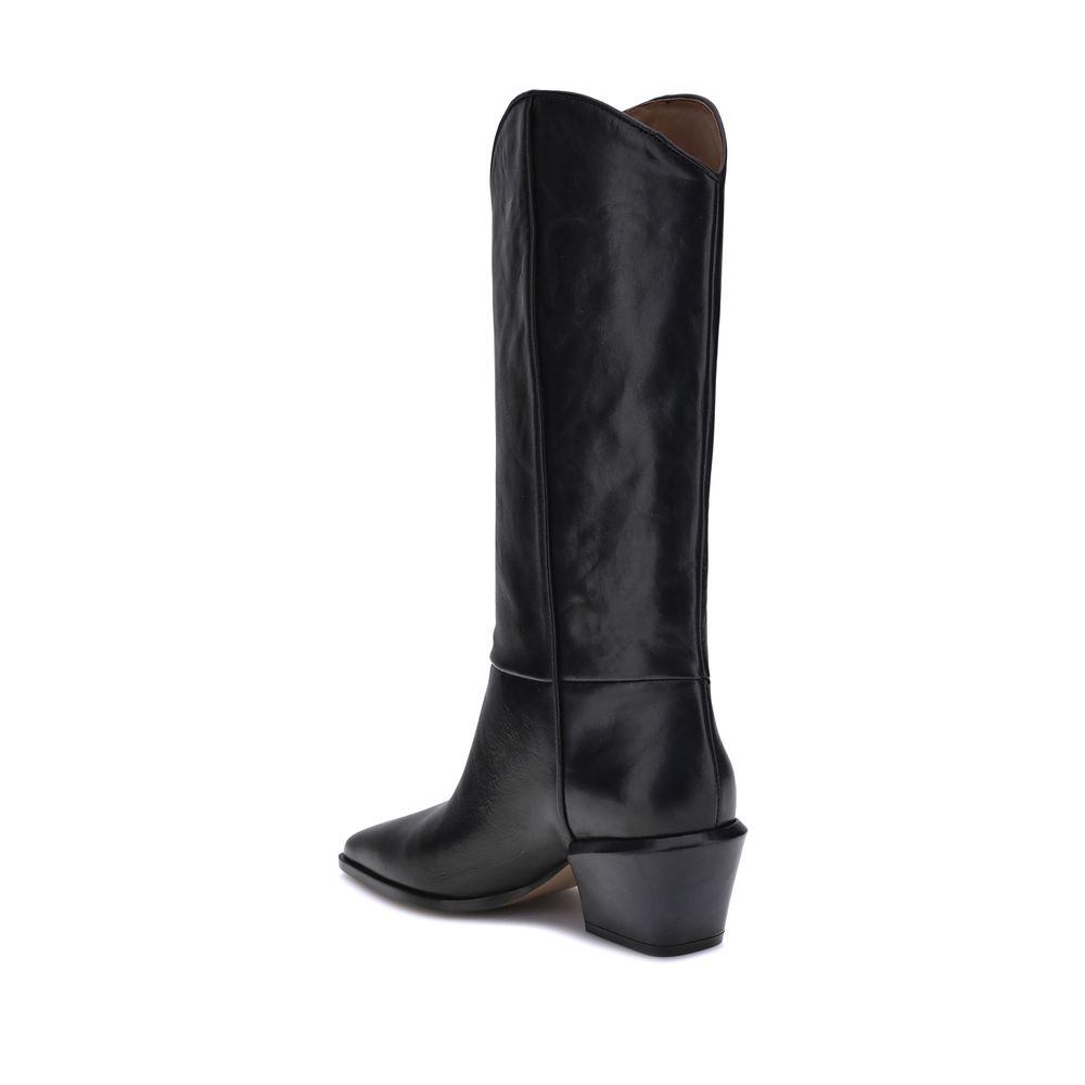 Black Calf Leather Bos Taurus Ankle Boots