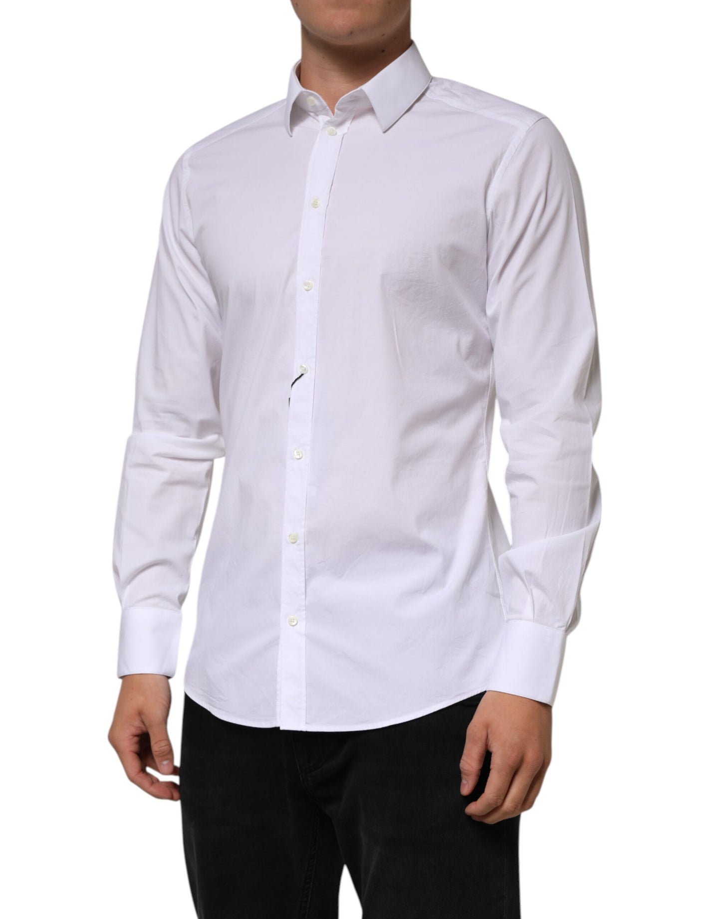 White Cotton GOLD Long Sleeves Formal Men Shirt