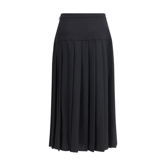 Black Fleece Wool Midi Skirt