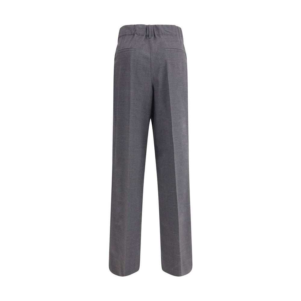 Gray Elastane Casual Pants