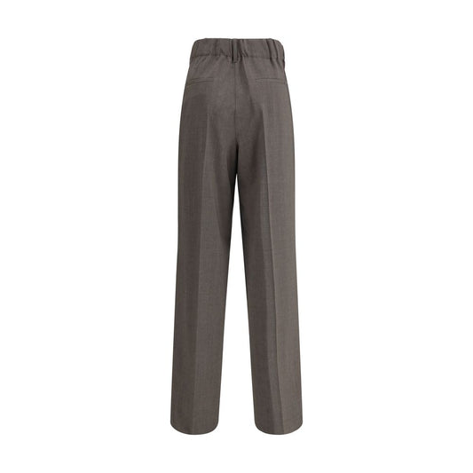 Gray Elastane Dress Pants