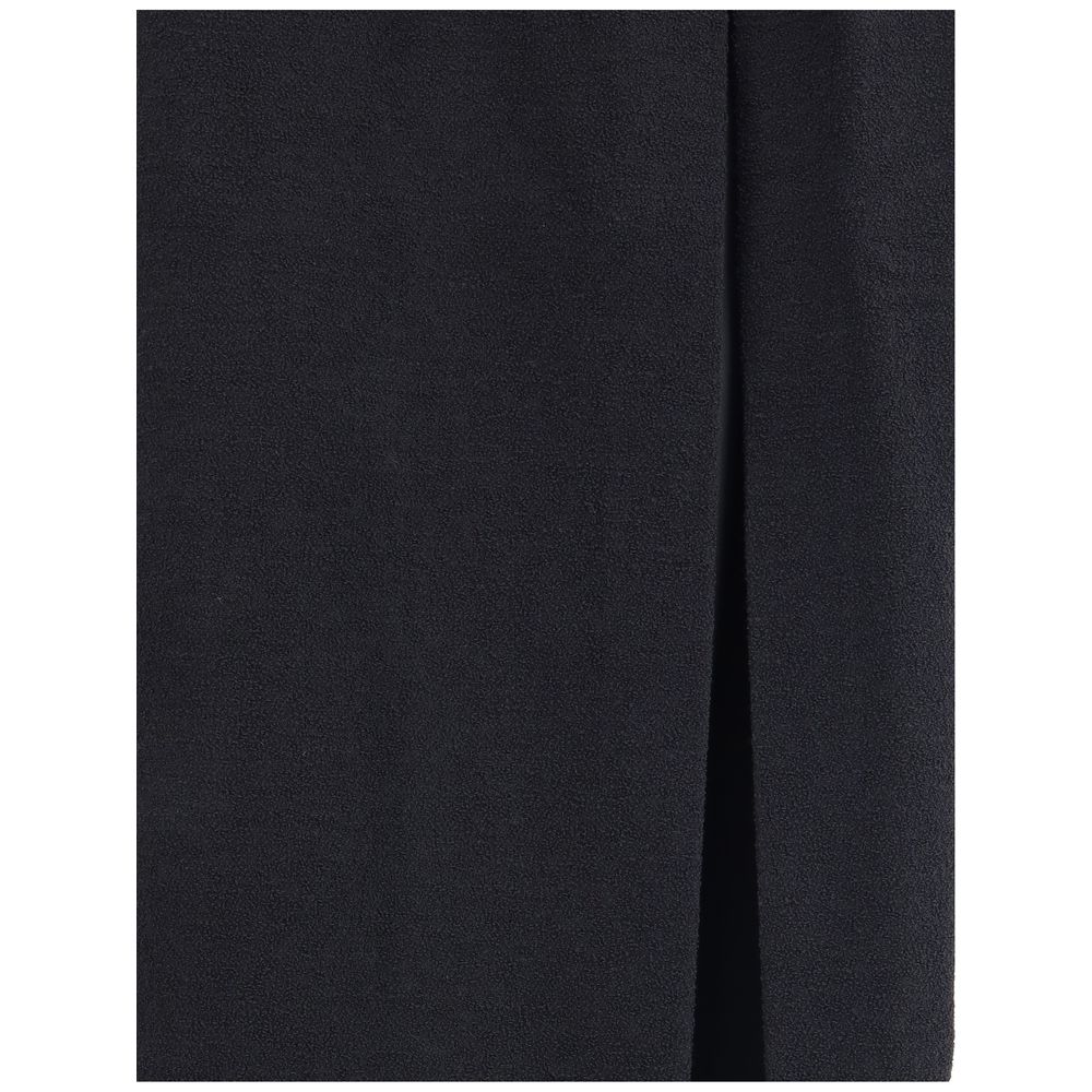Black Fleece Wool Long Skirt