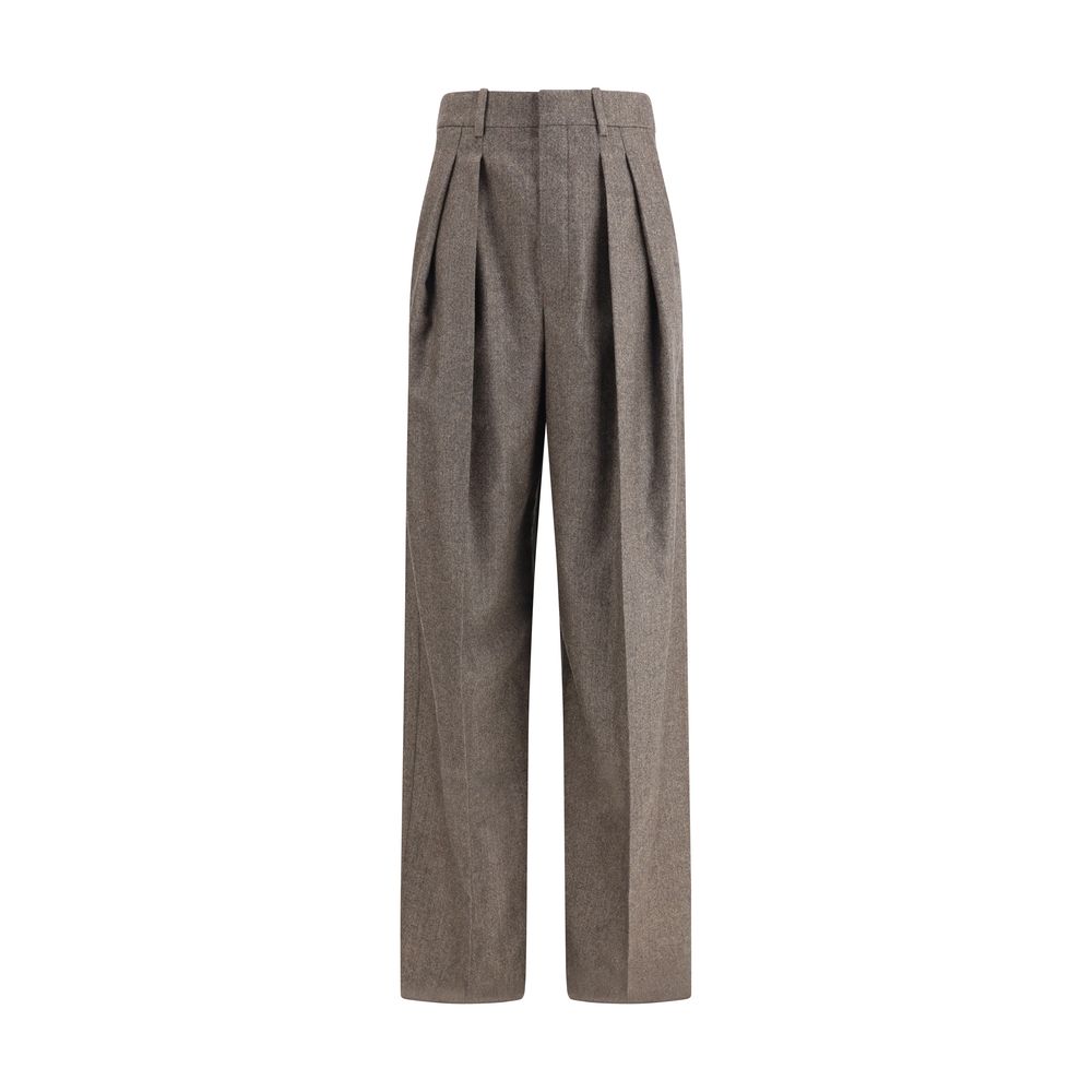 Wool Herringbone pattern wide leg Pants