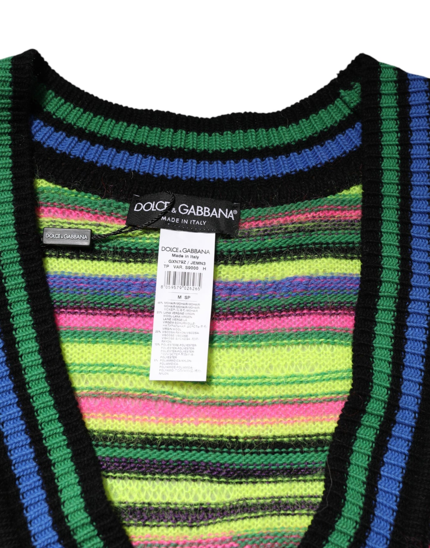 Multicolor DG Logo V-Neck Knit Pullover Sweater