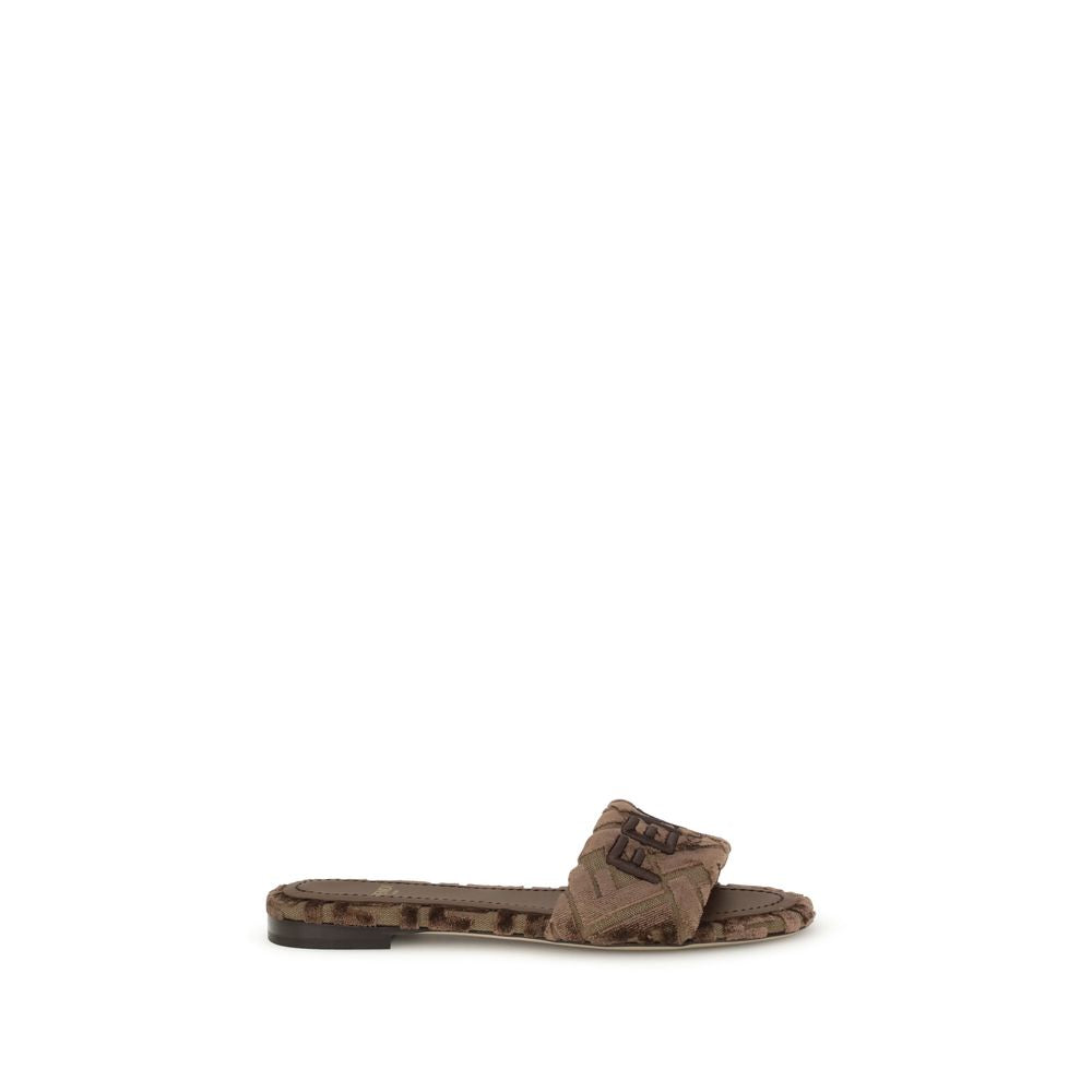 Brown Viscose Flat Sandals