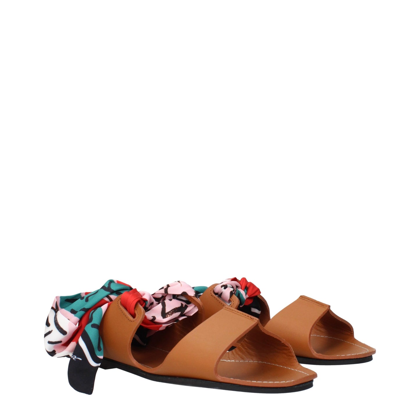 Brown Leather Flat Sandals