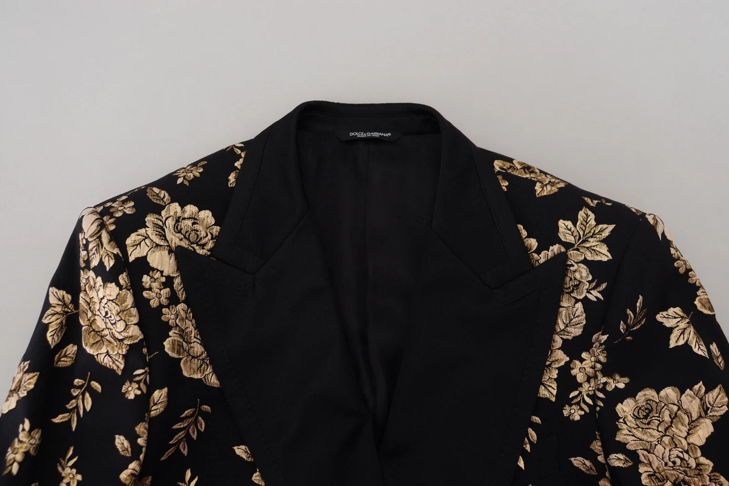 Gold Black Floral Embroidered Jacket Blazer