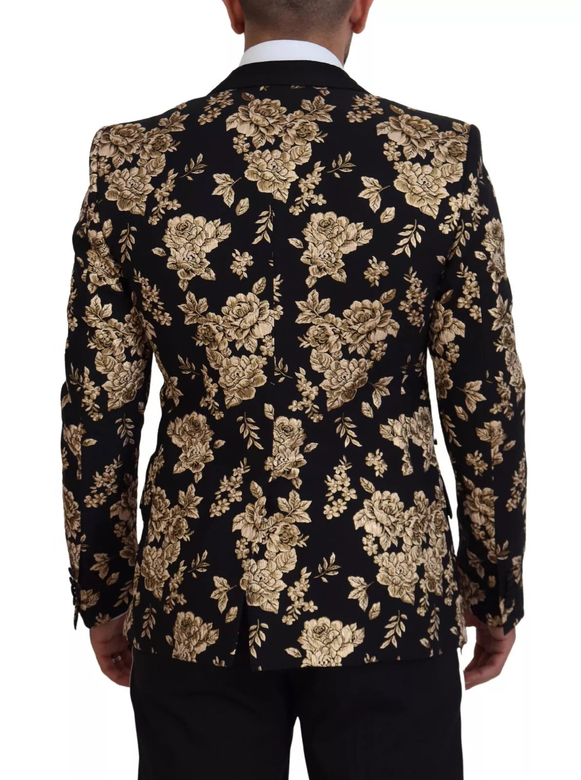 Gold Black Floral Embroidered Jacket Blazer