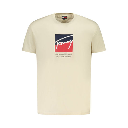 Beige Cotton Men T-Shirt