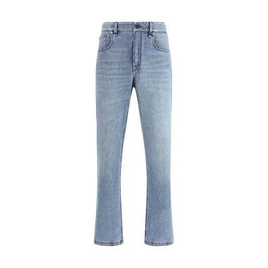 Light Blue Cotton Straight-Leg Jeans