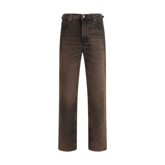 Brown Cotton Relaxed Fit Jeans
