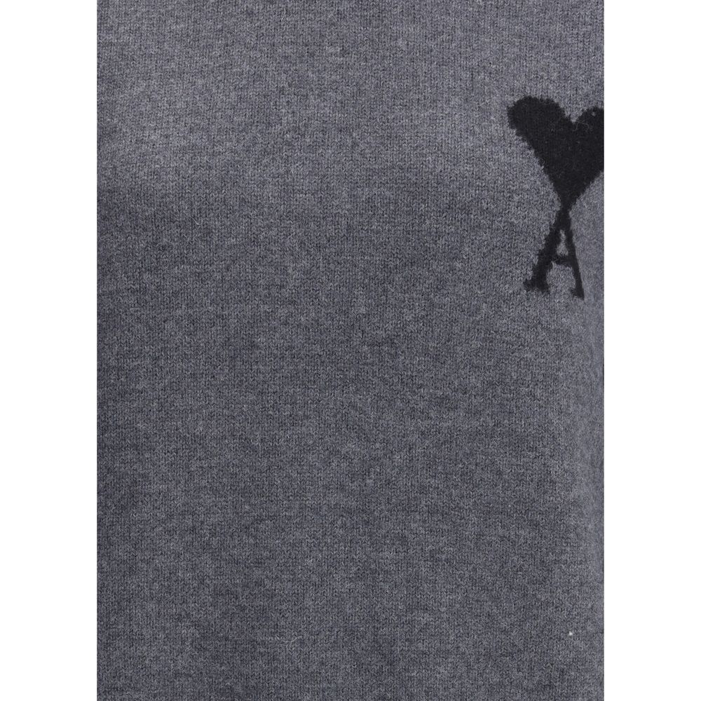 Gray Fleece Wool Turtleneck