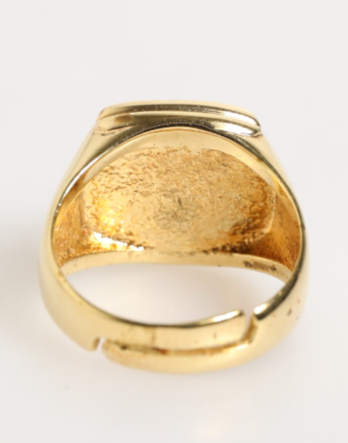 Gold Tone Enamel Brass Signet DG Logo Adjustable Ring