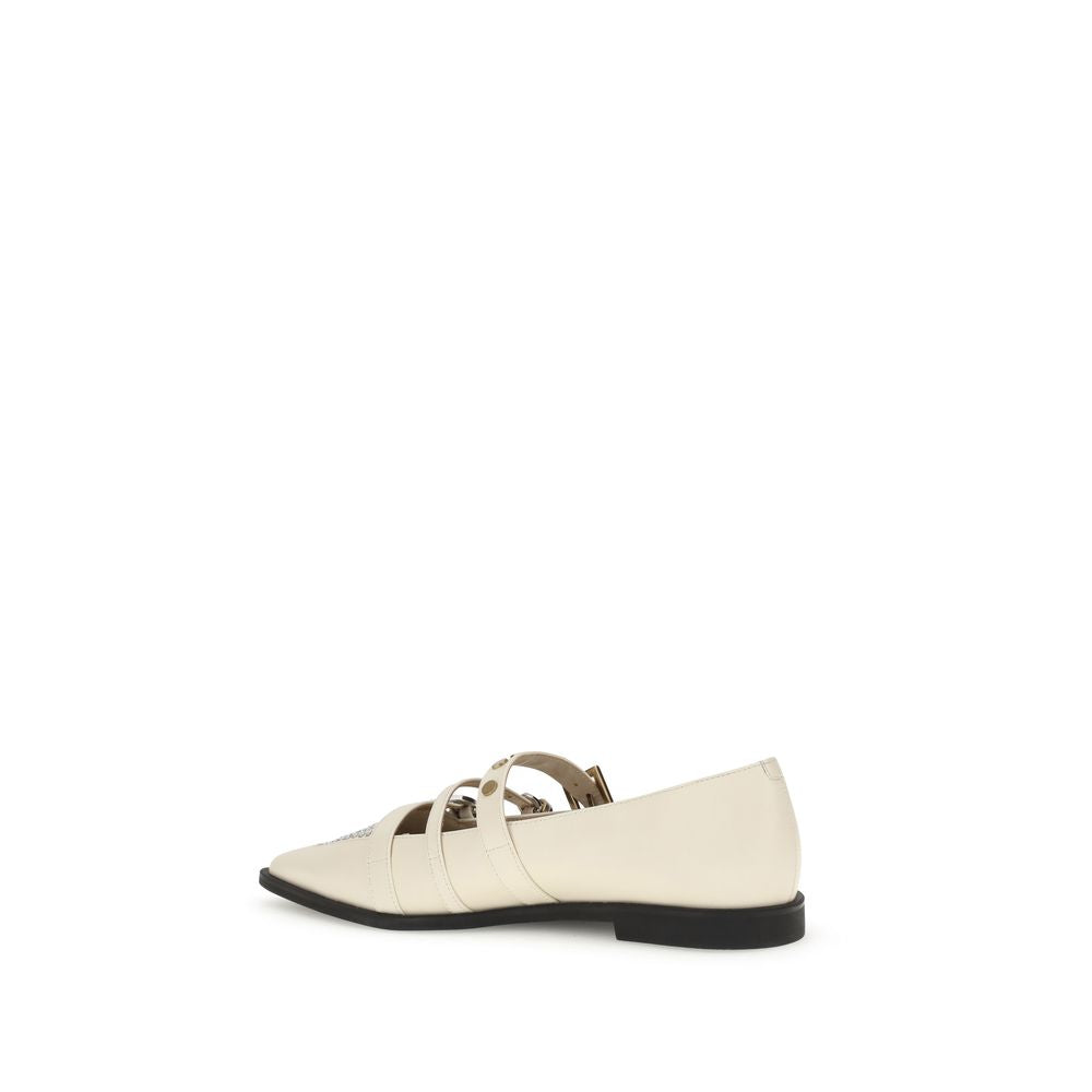 Cream Leather Ballet Flats