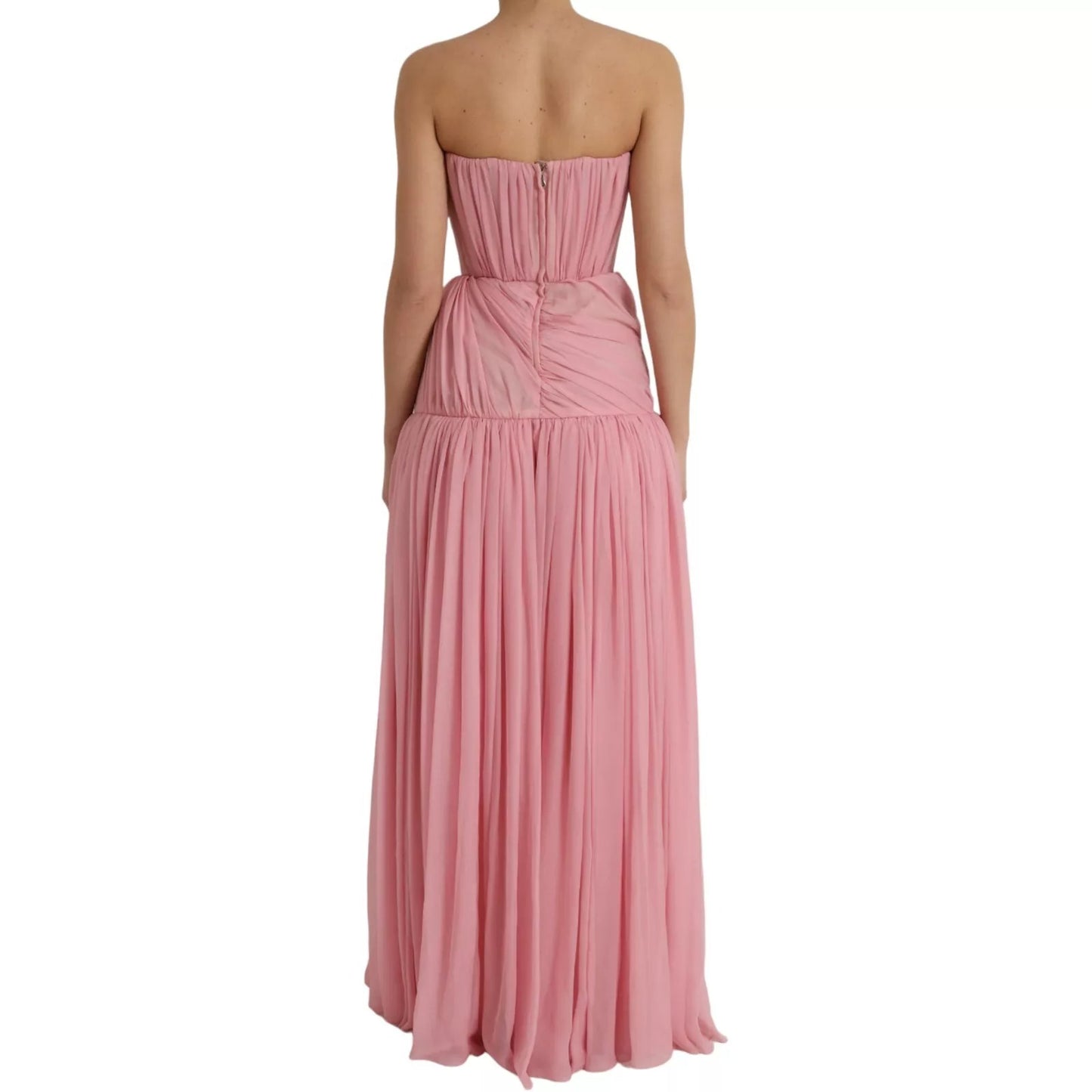 Pink Silk Strapless Maxi A-line Gown Dress