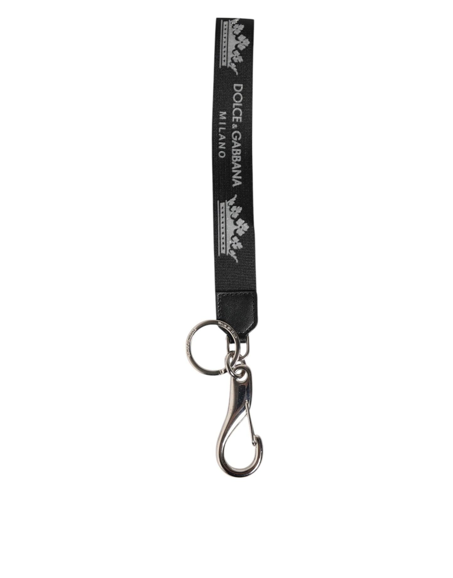 Black Silver Nylon DG Crown Men's Holder Keychain Keyring
