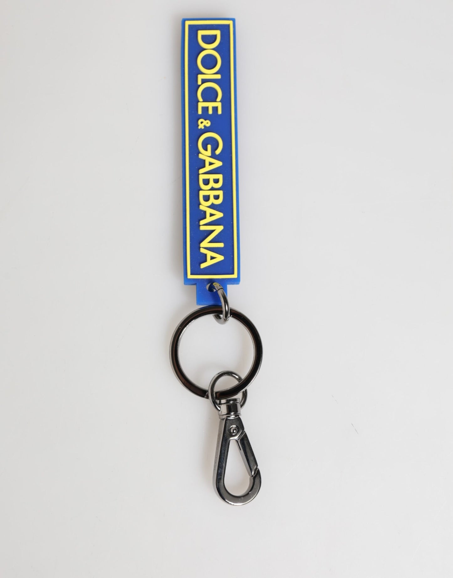 Blue Yellow DG Rubber Logo Silver Men's Holder Keyring