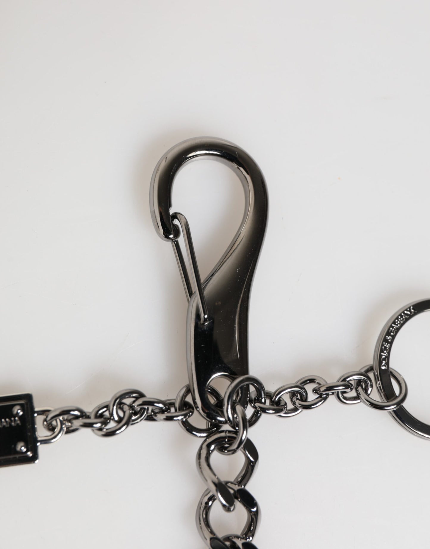 Black Red Military Leather Patch DG Logo Keychain Keyring