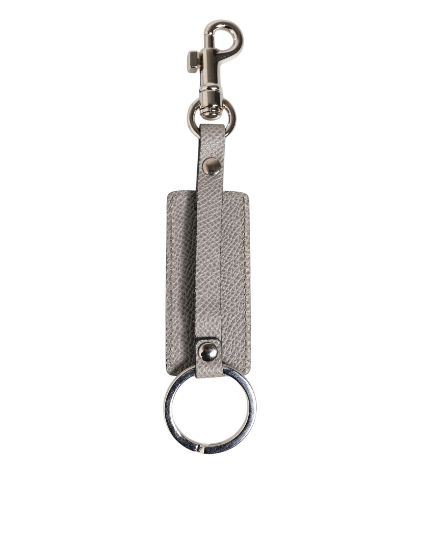Gray Leather Logo Metal Ring Keychain Holder Keyring