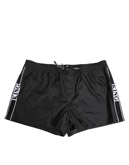 Black Nylon KING Sideband Men Boxer Shorts Swimwear
