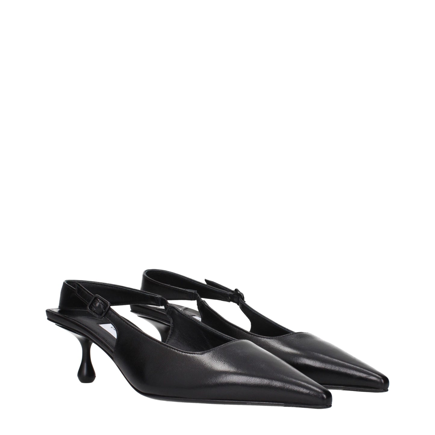 Black Leather Flat Sandals