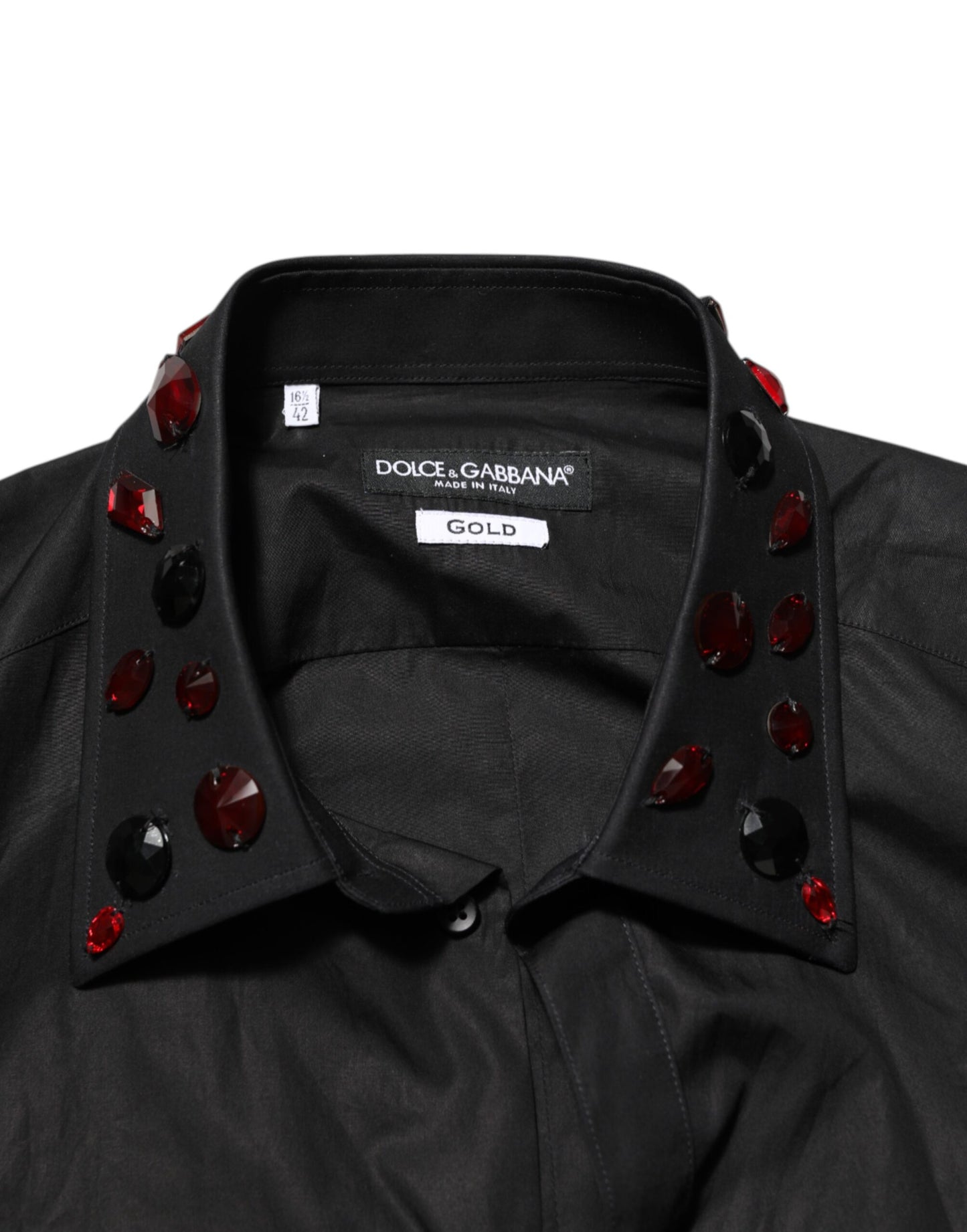 Black Cotton Embellished Collar Men’s Shirt