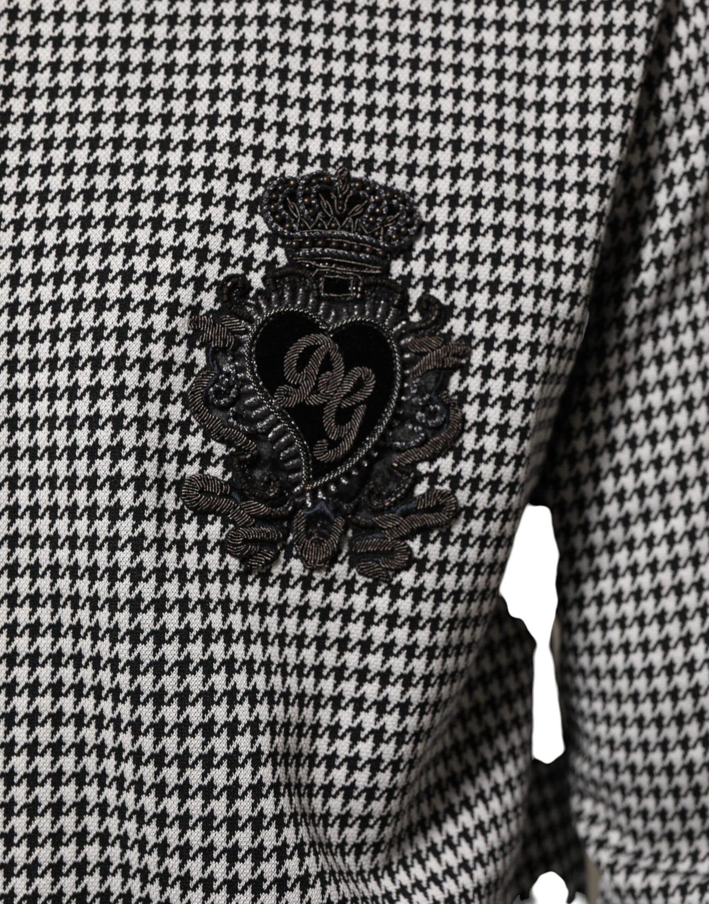 Black White Houndstooth Wool Crest Jacket Sweater