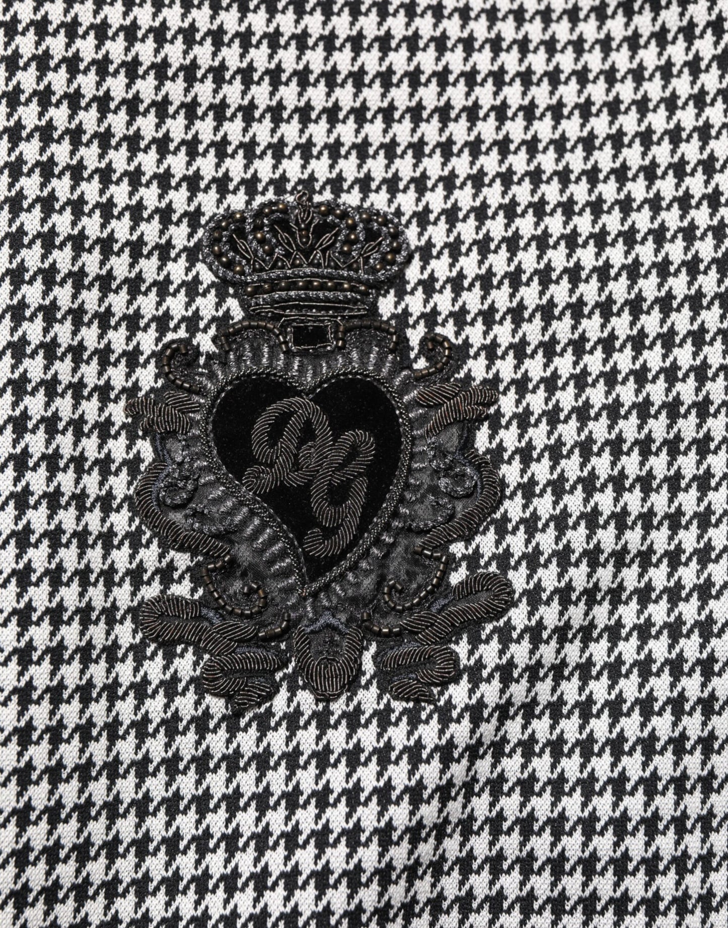 Black White Houndstooth Wool Crest Jacket Sweater