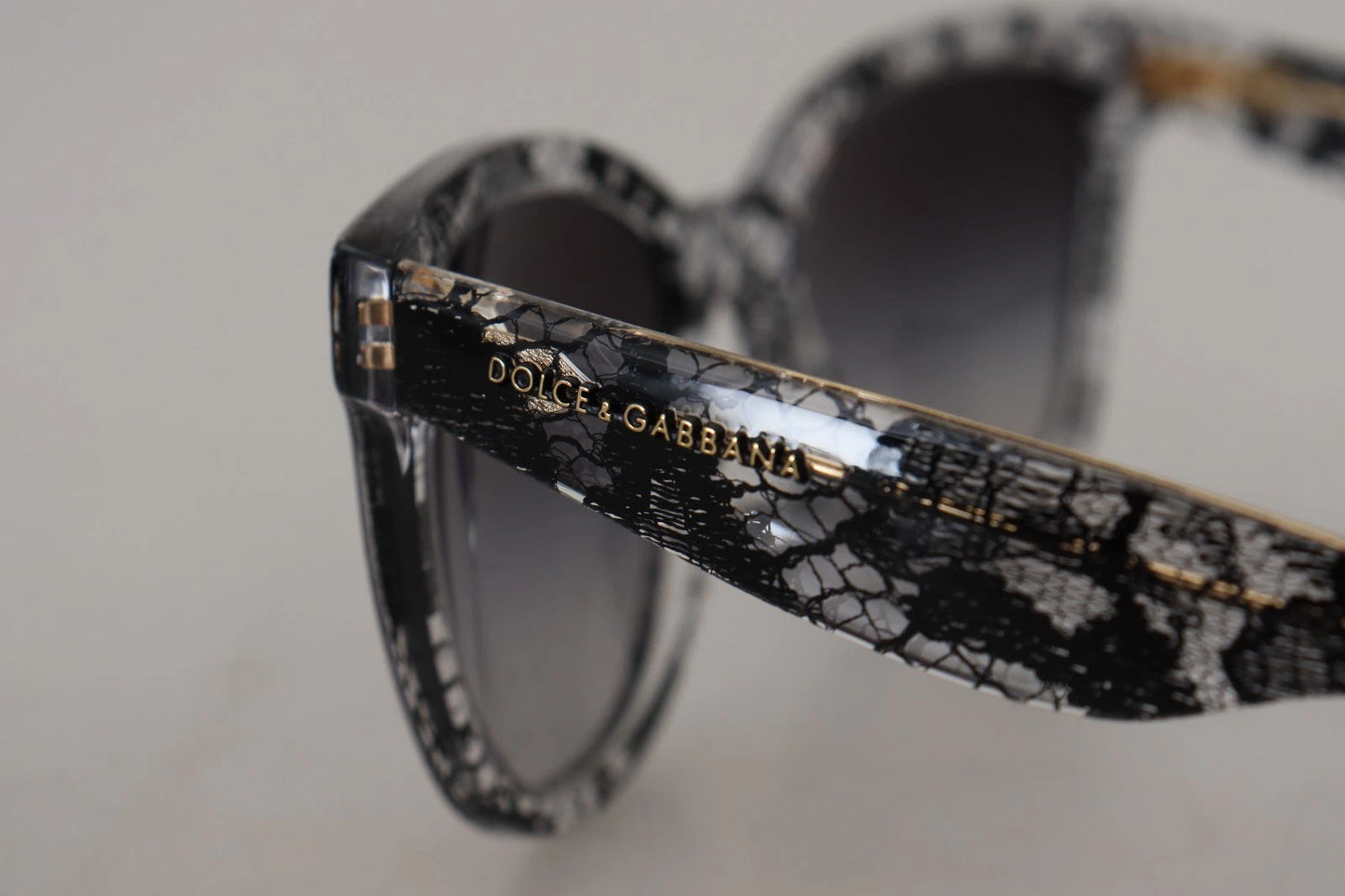DG4190 Black Lace Acetate Crystal Round Sunglasses