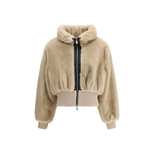 Beige Polyester Bomber