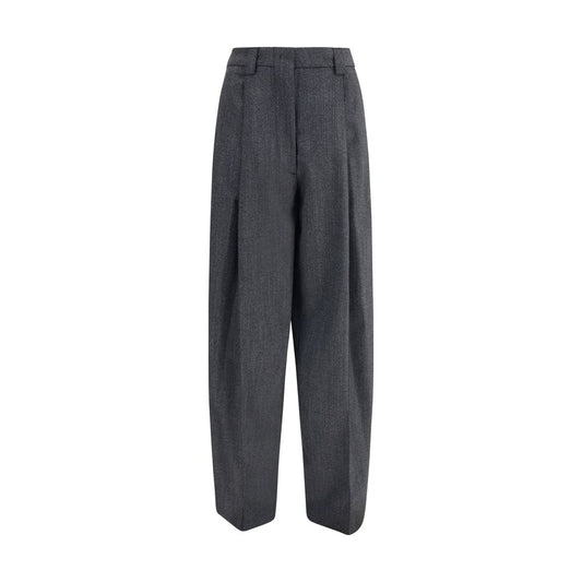 Gray Polyester Casual Pants